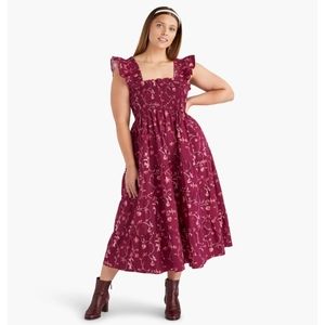 Hill House The Ellie Nap Dress Burgundy Botanical
